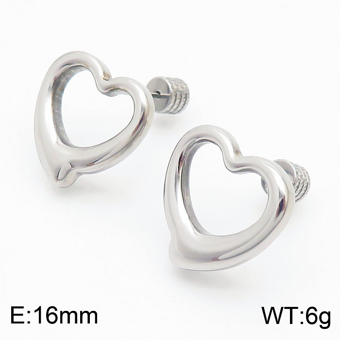 Simple Hollow Heart-shaped Stainless Steel  Earrings Wholesale
