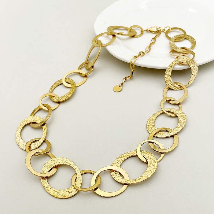 Einfache Streetwear-Ketten-Druck-Edelstahl-Beschichtung, vergoldete Halskette
