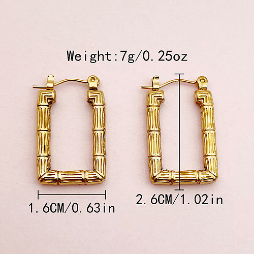 1 Pair Novelty Simple Style Rectangle Plating Stainless Steel  Gold Plated Hoop Earrings
