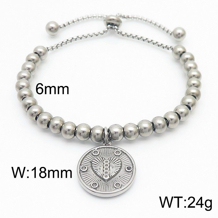 Bracelet pendentif en forme de cœur perlé en acier inoxydable, vente en gros de bijoux
