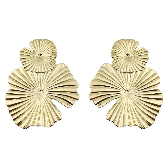 Boucles d'oreilles pendantes en acier inoxydable plaqué feuille de Lotus Streetwear 1 paire