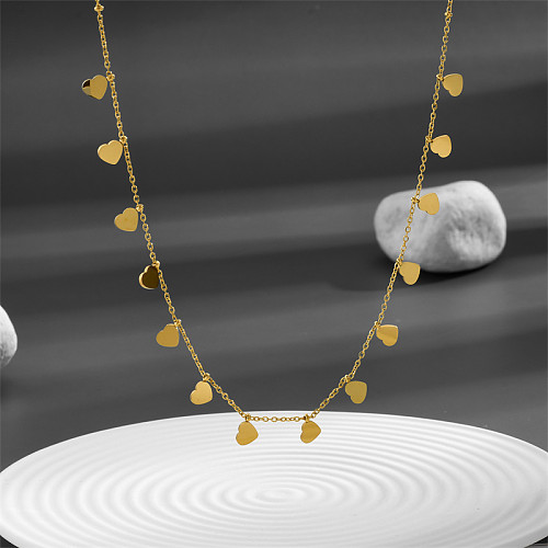 Einfache Pentagramm-Herzform-Halskette mit Edelstahlbeschichtung und 18-Karat-Vergoldung