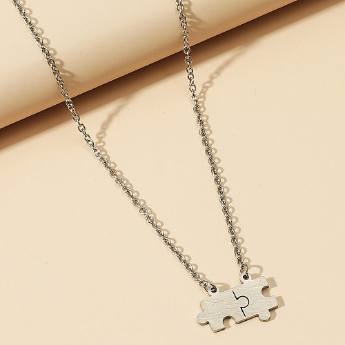 Schmuck Einfacher Stil Edelstahl-Puzzle-Halskette Großhandel Schmuck