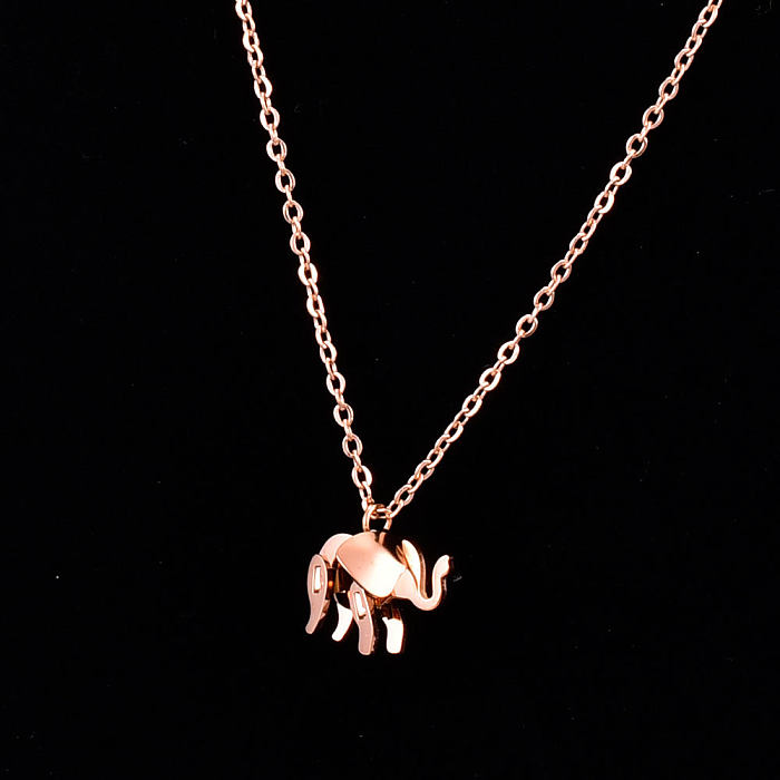 Collier en acier inoxydable avec couture d'éléphant pour bébé, bijoux à la mode, vente en gros de bijoux