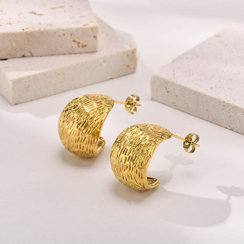 1 Pair Vintage Style Simple Style Solid Color Plating Stainless Steel  Gold Plated Ear Studs