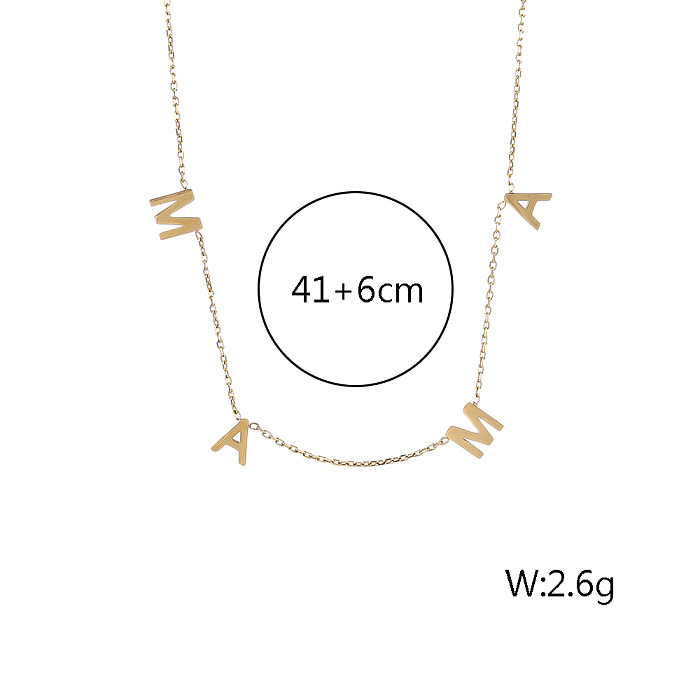 IG Style Simple Style Letter Stainless Steel  Stainless Steel Polishing Plating 18K Gold Plated Gold Plated Necklace
