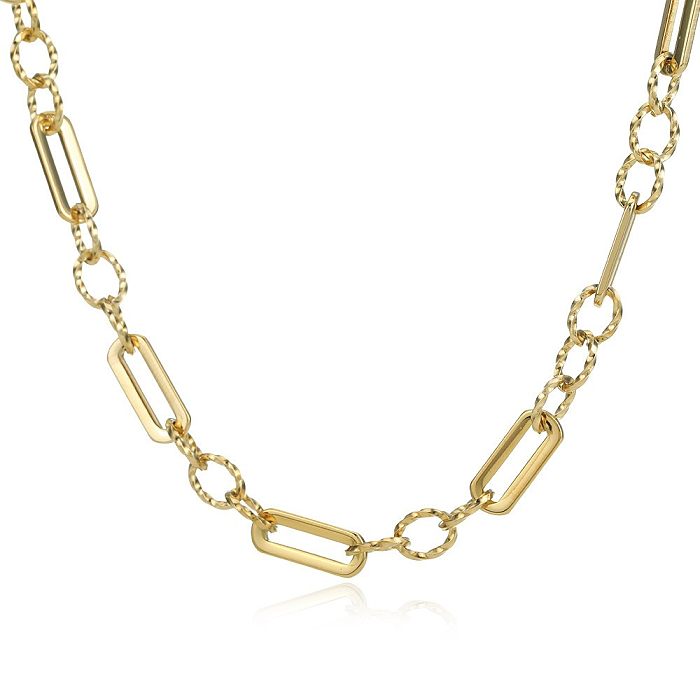 Collar chapado en oro de 14 quilates con revestimiento de acero inoxidable de color sólido geométrico retro estilo INS