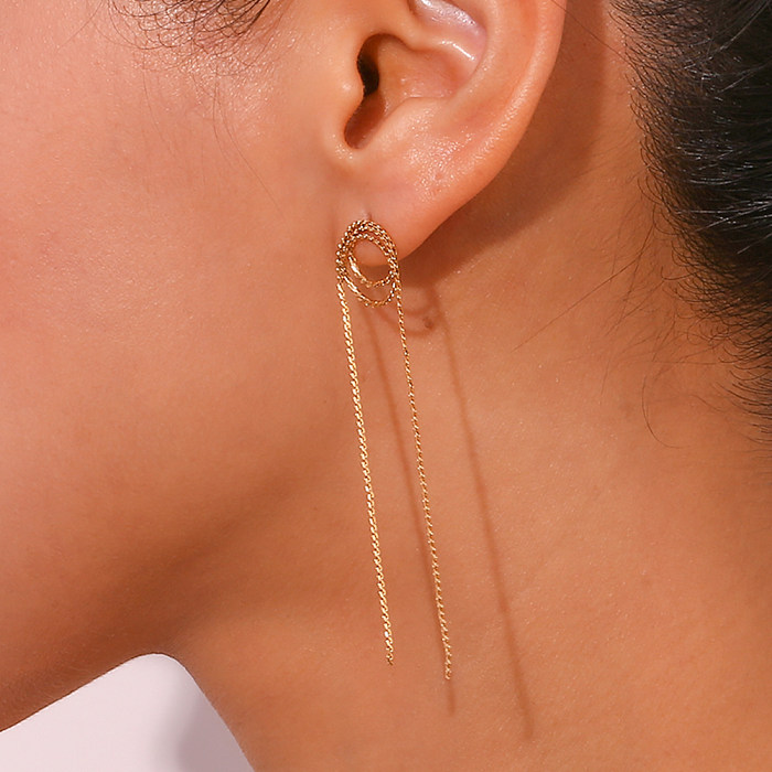 1 Pair Basic Simple Style Classic Style Solid Color Plating Stainless Steel  18K Gold Plated Drop Earrings