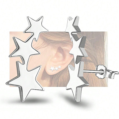 1 par de brincos de orelha de aço inoxidável estilo francês estilo simples estrela
