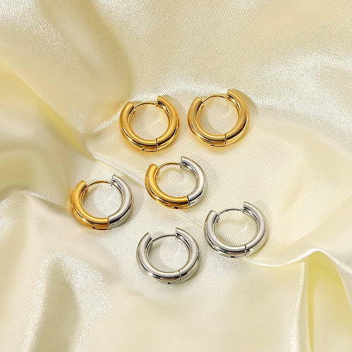 1 Pair IG Style Color Block Solid Color Plating Metal Stainless Steel  18K Gold Plated Hoop Earrings