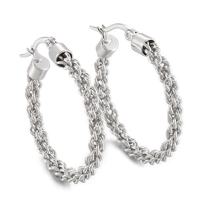 1 Pair Simple Style Streetwear Twist Stainless Steel  Plating Earrings