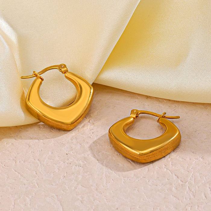 1 Pair Elegant Square Plating Stainless Steel  18K Gold Plated Earrings