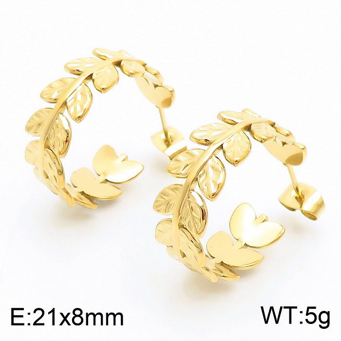 1 Pair Simple Style Solid Color Plating Stainless Steel 18K Gold Plated Ear Studs