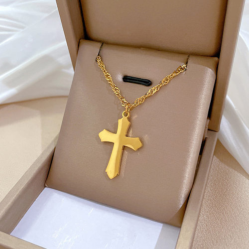 Wholesale Ethnic Style Cross Stainless Steel Pendant Necklace