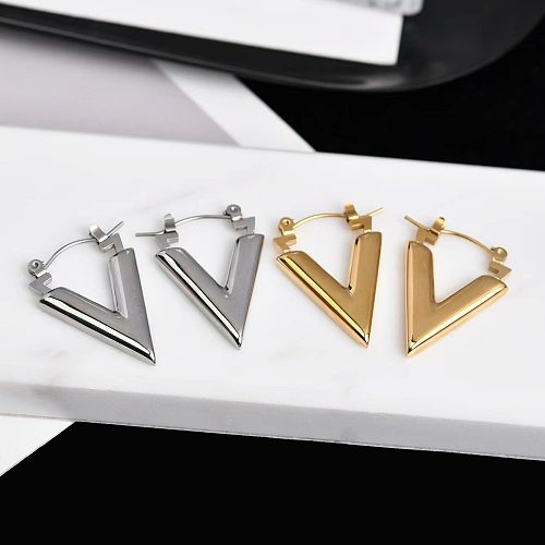 Fashion Letter Solid Color Stainless Steel Plating Earrings 1 Pair