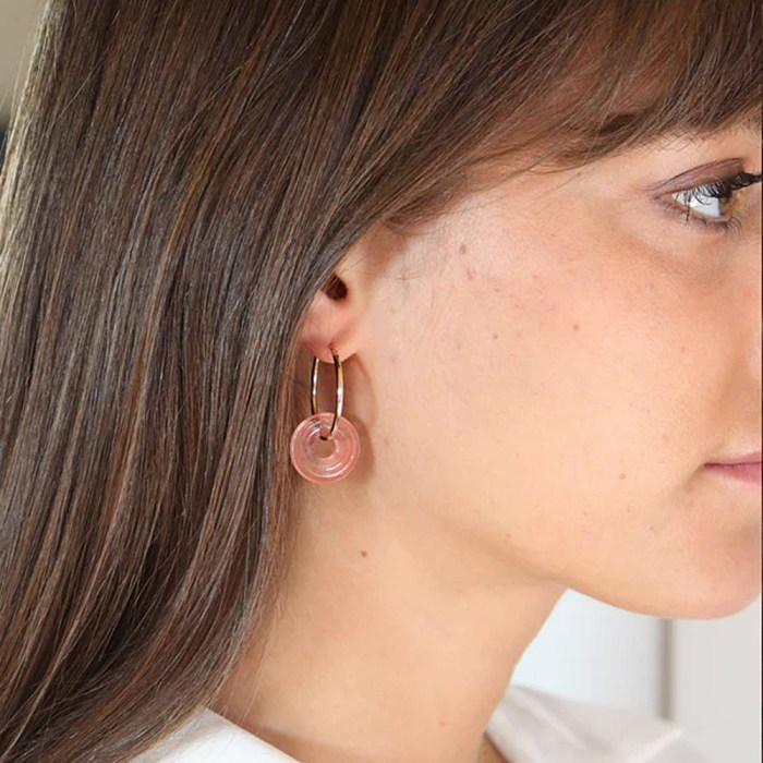 1 paire de boucles d'oreilles en acier inoxydable plaqué or 18 carats, style simple