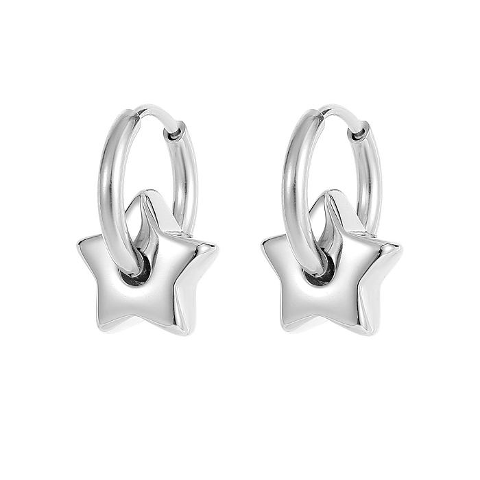1 Pair Simple Style Star Stainless Steel Plating Drop Earrings