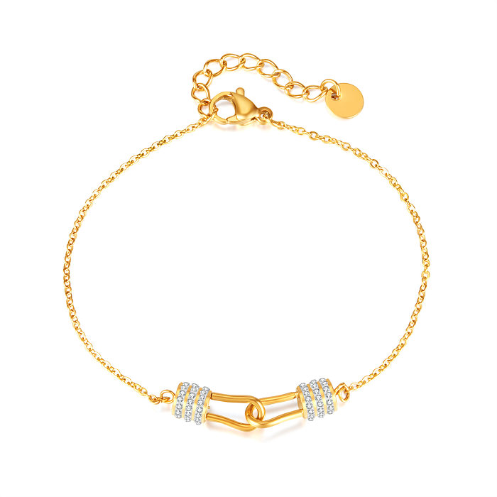 Bracelets en Zircon avec incrustation géométrique en acier inoxydable, Style Simple et élégant, vente en gros