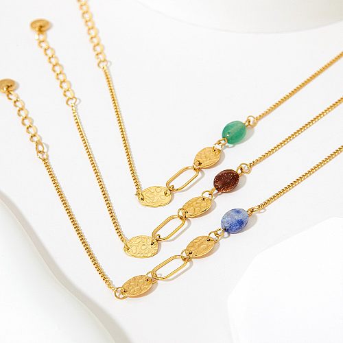 Simple Style Solid Color Stainless Steel Plating Gold Plated Bracelets