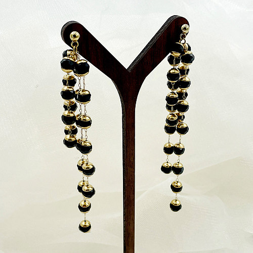 1 Pair Elegant Sweet British Style Tassel Plating Stainless Steel  Gold Plated Drop Earrings