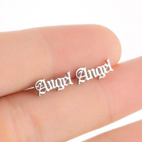 Fashion Letter Stainless Steel  Plating Hollow Out Ear Studs 1 Pair