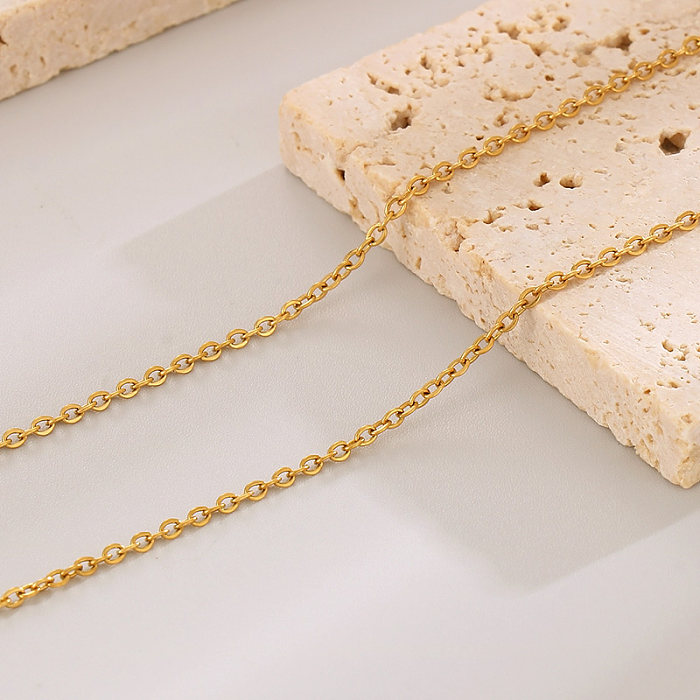 Luxuriöse, quadratische Halskette mit Anhänger aus Edelstahl mit Zirkoneinlage und 18-Karat-Vergoldung