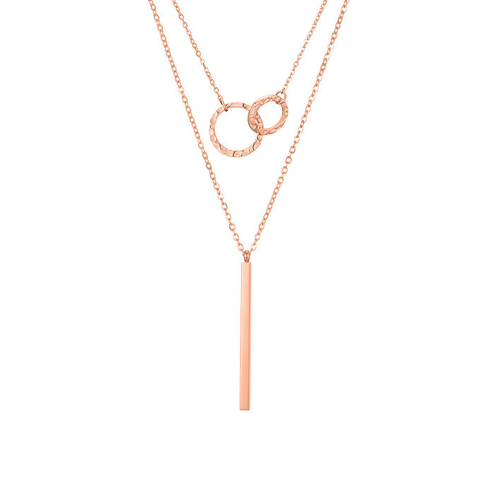Collier chaîne ronde géométrique en acier inoxydable, ornements, deux pièces, chaîne de clavicule, vente en gros de bijoux