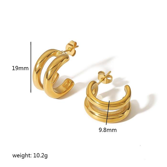 1 Pair Lady Simple Style Streetwear Round Polishing Plating Stainless Steel  18K Gold Plated Ear Studs