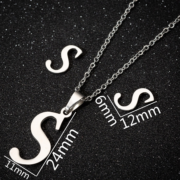 1 Set Simple Style Letter Stainless Steel Plating Hollow Out Pendant Necklace