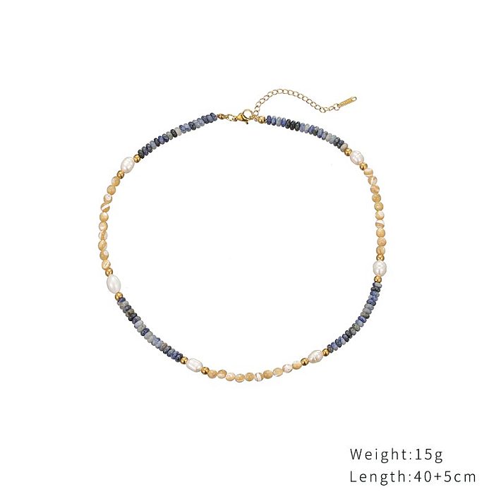 Simple Style Classic Style Round Stainless Steel  Beaded Gold Plated Necklace