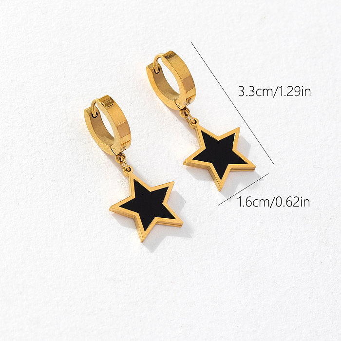 1 Pair Romantic Sweet Artistic Star Stainless Steel Drop Earrings