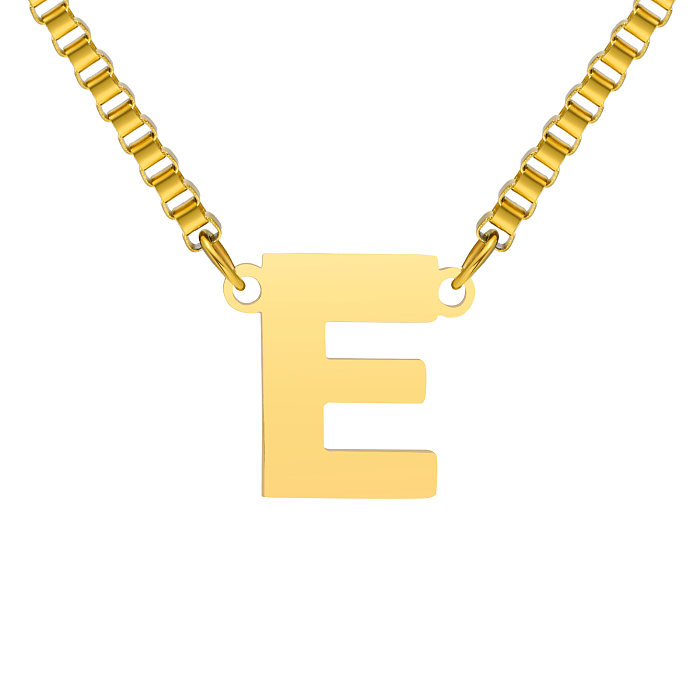 Lässige, klassische Buchstaben-Halskette mit Zirkon-Anhänger aus Edelstahl mit Inlay