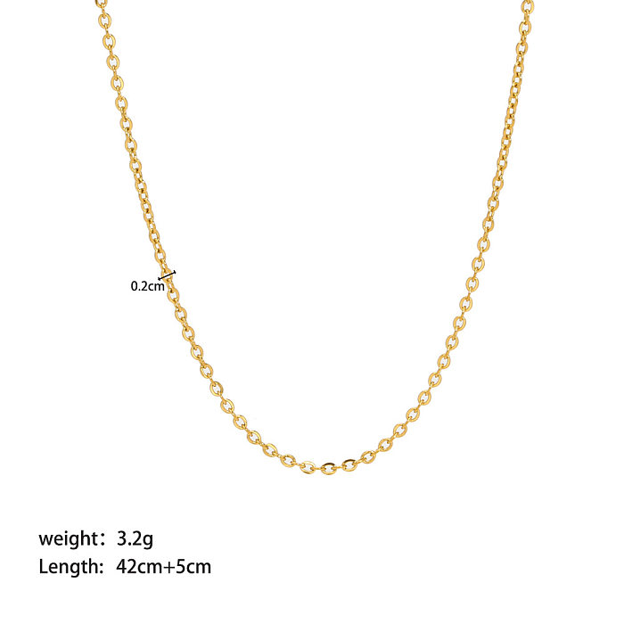 Streetwear Solid Color Stainless Steel  Plating Metal 18K Gold Plated Sweater Chain Necklace