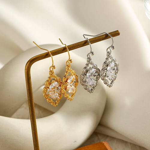 1 Pair Basic Classic Style Geometric Plating Inlay Stainless Steel Artificial Gemstones Drop Earrings