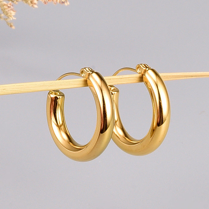 Simple Circle Stainless Steel Earrings Wholesale jewelry