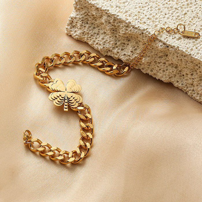 Bracelets plaqués or 18K d'acier titanique de papillon de trajet de style simple