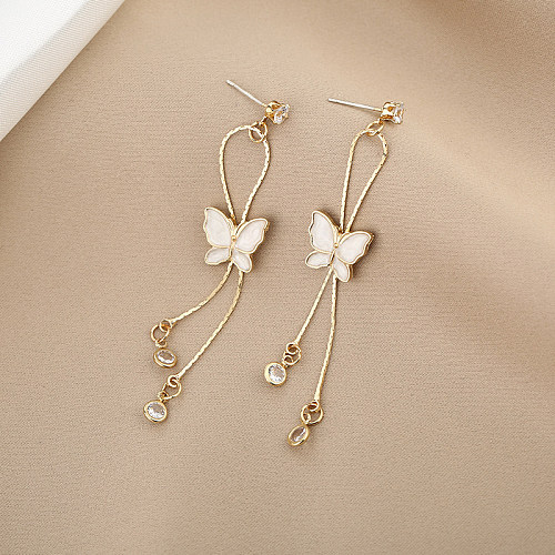 1 Pair Elegant Basic Butterfly Stainless Steel  Drop Earrings
