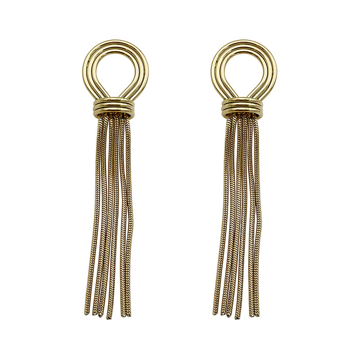 1 paire de boucles d'oreilles pendantes en acier inoxydable plaqué or, Style Vintage, Style romain Simple, couleur unie