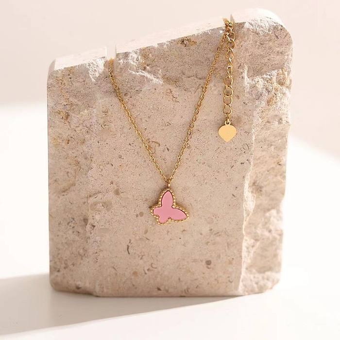 Simple Style Butterfly Stainless Steel  Stainless Steel Plating 18K Gold Plated Pendant Necklace
