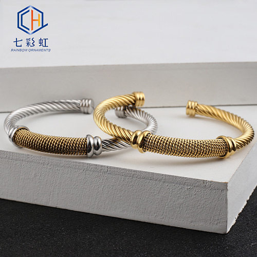 Bracelet ouvert en forme de C en acier inoxydable, métal, fil d'acier de 5mm