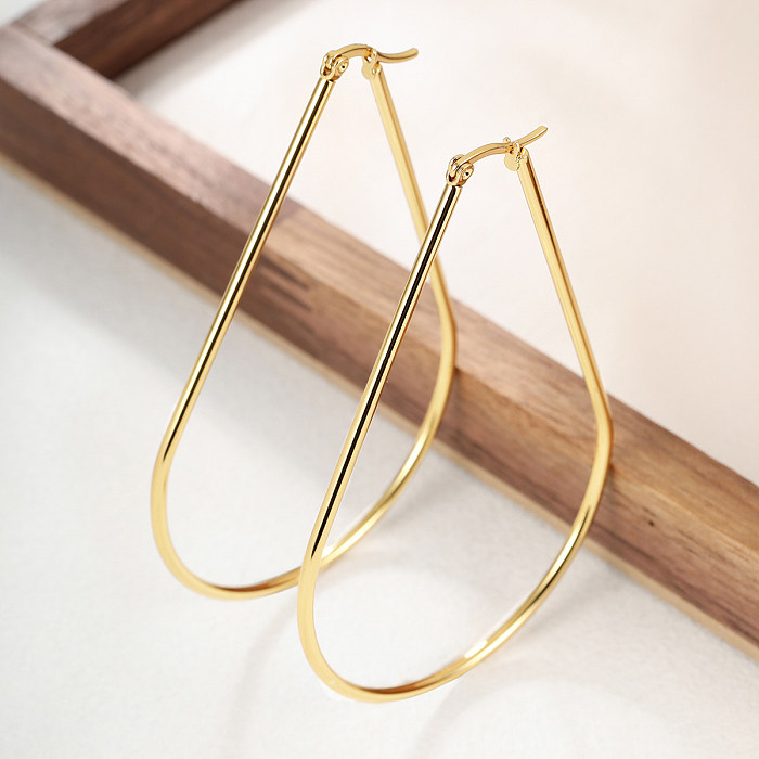 1 Pair Casual Exaggerated Vacation Geometric Water Droplets Stainless Steel  Plating Hoop Earrings