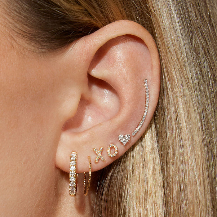 Boucles d'oreilles en diamant artificiel plaqué acier inoxydable, lettre tendance, 1 paire