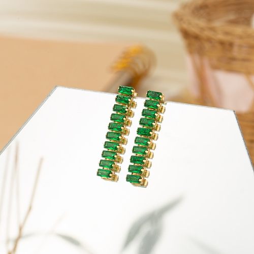 1 Pair Simple Style Tassel Plating Inlay Stainless Steel  Zircon Gold Plated Drop Earrings