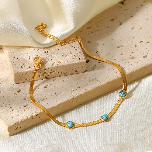 Pulseiras geométricas fashion de aço inoxidável banhadas a ouro turquesa pulseiras de aço inoxidável