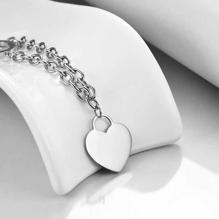 أسلوب بسيط إلكتروني شكل قلب الفولاذ المقاوم للصدأ تبديل تصفيح قلادة قلادة