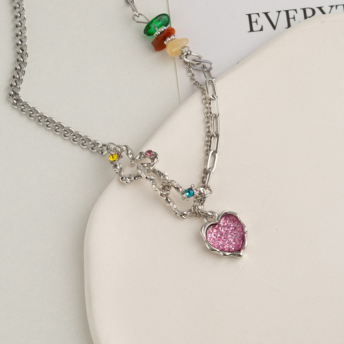 Cute Sweet Clouds Star Heart Shape Gravel Stainless Steel Beaded Pendant Necklace
