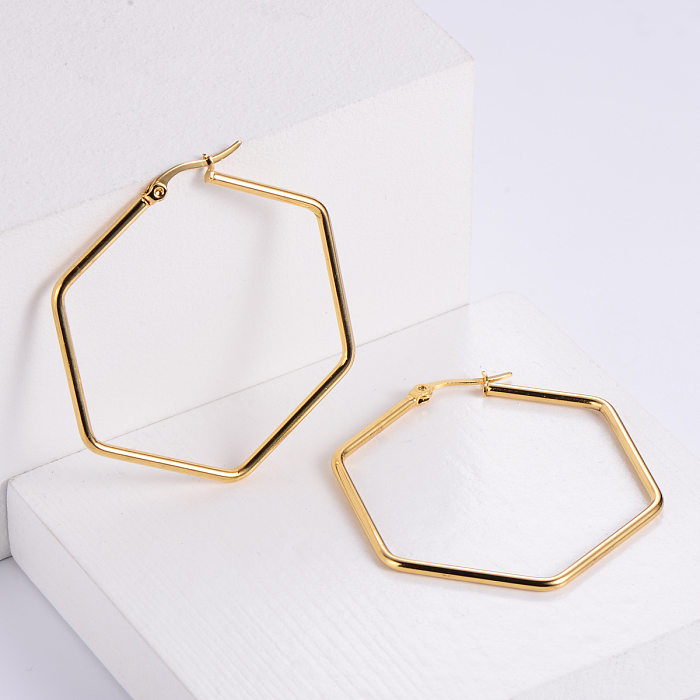 Stainless Steel Hexagon Fashion Earrings Wholesale Jewelry jewelry