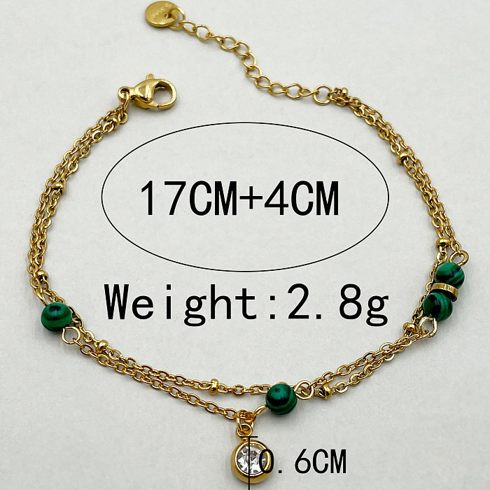 Estilo simples comute cor sólida chapeamento de aço inoxidável strass pulseiras banhadas a ouro