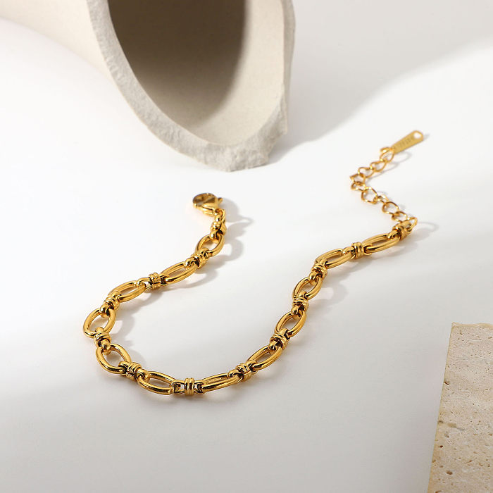 Narrow Chain Cross Buckle Bracelet 18K Gold-plated Stainless Steel Fashion Bracelet