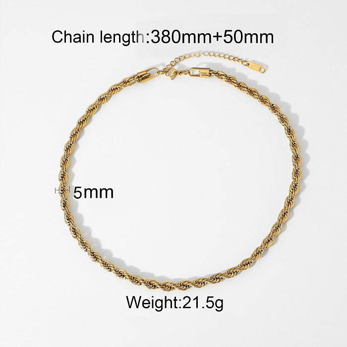 Schlichte Twist-Halskette aus 18 Karat vergoldetem Edelstahl